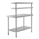 Vogue Arbeitstisch mit 2 Aufsätze und Grundboden 1200x1500x600mm aus Edelstahl
