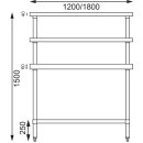 Vogue Arbeitstisch mit 2 Aufsätze und Grundboden 1200x1500x600mm aus Edelstahl