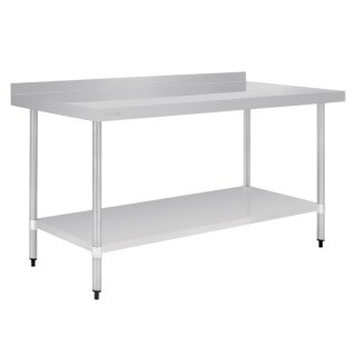 Vogue Arbeitstisch 900x1800x700mm mit Grundboden und Aufkantung aus Edelstahl