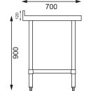 Vogue Arbeitstisch 900x1800x700mm mit Grundboden und Aufkantung aus Edelstahl