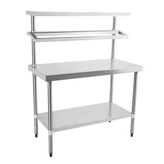 Vogue Arbeitstisch mit Aufsatz und Grundboden 1200x1500x600mm aus Edelstahl