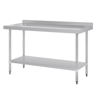 Vogue Arbeitstisch 900x1500x700mm mit Grundboden und Aufkantung aus Edelstahl