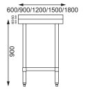 Vogue Arbeitstisch 900x1500x700mm mit Grundboden und Aufkantung aus Edelstahl
