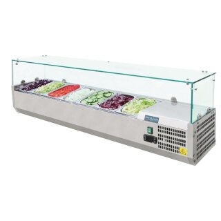 Polar Aufsatzkühlung für 7X 1/4 GN mit Glasaufsatz und aus Edelstahl