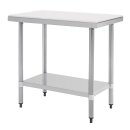 Vogue Edelstahl Arbeitstisch mit Schneidebrett – 90x90x60 cm, hygienisch, robust