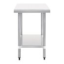 Vogue Edelstahl Arbeitstisch mit Schneidebrett – 90x90x60 cm, hygienisch, robust