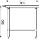 Vogue Edelstahl Arbeitstisch mit Schneidebrett – 90x90x60 cm, hygienisch, robust