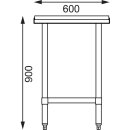 Vogue Edelstahl Arbeitstisch mit Schneidebrett – 90x90x60 cm, hygienisch, robust