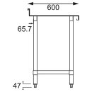 Kleiner Arbeitstisch mit Aufkantung und Grundboden 60x 60 xm Edelstahl