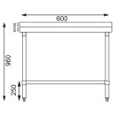 Kleiner Arbeitstisch mit Aufkantung und Grundboden 60x 60 xm Edelstahl