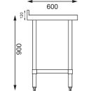 Kleiner Arbeitstisch mit Aufkantung und Grundboden 60x 60 xm Edelstahl