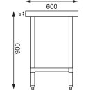 Vogue Edelstahl Arbeitstisch mit Unterboden 90 x 60 x 90 cm aus Edelstahl