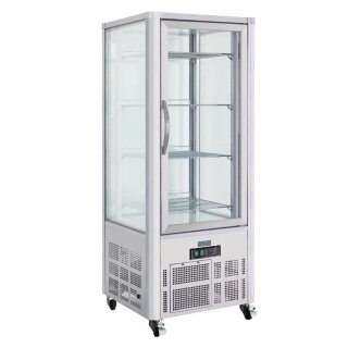 Polar Kuchenvitrine mit 400 Liter - LED-Beleuchtung, mit Rollen, Silbergrau