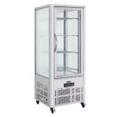 Polar Kuchenvitrine mit 400 Liter - LED-Beleuchtung, mit Rollen, Silbergrau