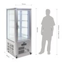 Polar Kuchenvitrine mit 400 Liter - LED-Beleuchtung, mit Rollen, Silbergrau