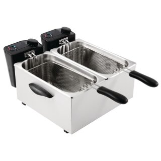 Caterlite Doppelfritteuse – 2x3,5L Edelstahl Tischfritteuse, 230V