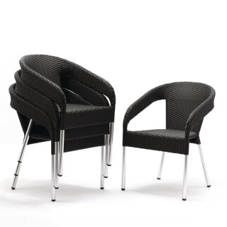 Bolero Lounge-Stühle aus PE-Rattan und Aluminium in tiefen  Anthrazit 4 Stück