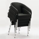 Bolero Lounge-Stühle aus PE-Rattan und Aluminium in tiefen  Anthrazit 4 Stück