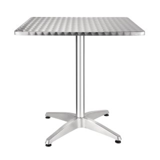 Bolero Bistrotisch quadratisch aus Edelstahl mit 1 Bein aus Alu 700x700x720mm