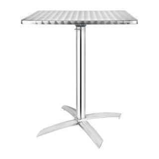 Bolero Tisch quadratisch und klappbar aus Edelstahl mit 1 Bein 600x600x720mm