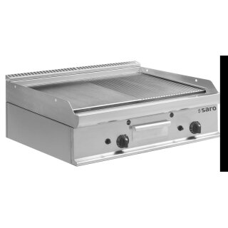 Saro Gas-Grillplatte Tischmodell 1/2 glatt und 1/2 gerillt Grillfläche Edelstahl