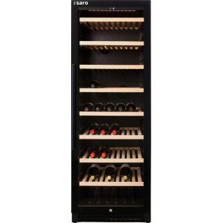 Gewerbe Weinkühlschrank Wk 162 für 163 Flaschen mit 8 Holzroste schwarz