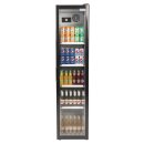 Schmaler Getränkekühlschrank mit LED-Beleuchtung - 300 Liter, mit Glastür