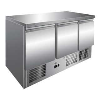 GI Edelstahl Kühltisch mit 3 Türen, Umluftkühlung