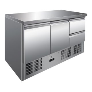 GI Edelstahl Kühltisch mit 2 Türen und 2 Schubladen, Umluftkühlung