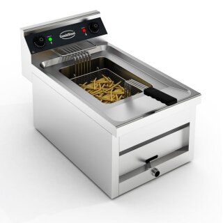 Profi Elektro-Tischfritteuse 12 Liter - Edelstahl, 9kW, 400