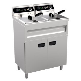 Profi Fritteuse Elektro mit Ablassventil - Edelstahl, 2x 230 V, Freistehend