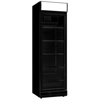 Gastro Glastürkühlschrank mit Werbetafel - 382 Liter, LED-Beleuchtung, abschließbar