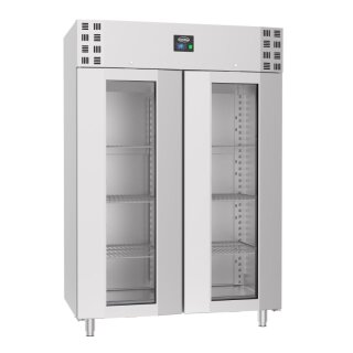 Edelstahl-Tiefkühlschrank mit 2 Glastüren und 1400 Liter
