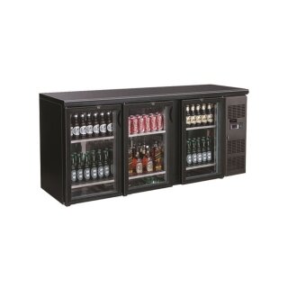 Gewerbe-Barkühler 3 Glastüren schwarz – Combisteel, Umluft & LED