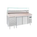Combisteel Pizzatisch, 2 Türen, 7 Teigschubladen