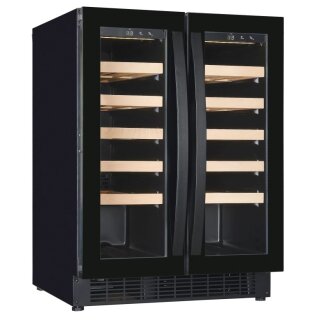 Combisteel Weinkühlschrank mit 2 Zonen - für 40 Flaschen, 2 Glastüren, schwarz