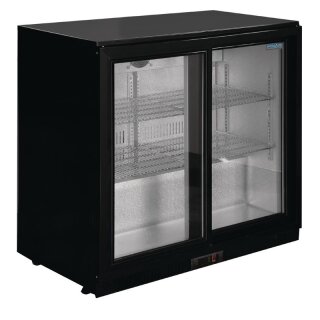 Schwarzer Barkühlschrank Serie G mit 2 Schiebetüren und 208 Liter