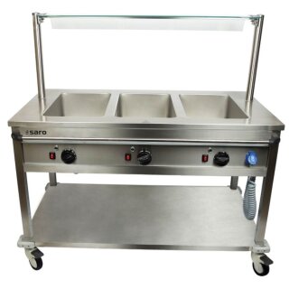 Saro Bain Marie Trolley Bt-3 für 3x 1/1 GN mit Ablasshahn aus Edelstahl