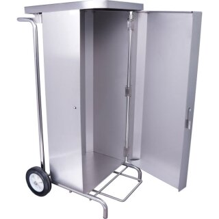 Saro Müllsammler MSH100 aus Edelstahl und Pedal mit 2 Räder für 100-130 Liter
