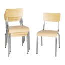 Bolero Holzstühle mit Rückenlehne und Stahlfüße für Inndoorbereich 4 Stück