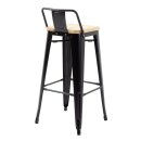 Bolero Bistro Hochbarstuhl Mit Holzsitz Schwarz (4 Stück)