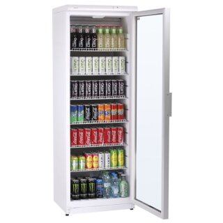KBS Glastürkühlschrank CD 350 weiß - Umluftkühlung, LED Innenbeleuchtung