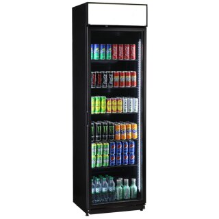 KBS Getränkekühlschrank mit 1 Glastür - Werbetafel, Umluftkühlung, schwarz