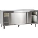 Durchreichearbeitsschrank mit 2 Schiebetüren aus Edelstahl 1600 x 700 x 850 mm