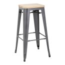 Bolero Barhocker Aus Stahl Mit Holzsitz - Grau (4 Stück)