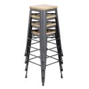 Bolero Barhocker Aus Stahl Mit Holzsitz - Grau (4 Stück)