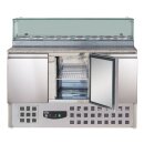Combisteel Pizzatisch 136 cm mit Granitplatte – 3 Türen, Kühlaufsatz für GN-Behälter