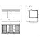 Combisteel Pizzatisch 136 cm mit Granitplatte – 3 Türen, Kühlaufsatz für GN-Behälter