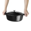 Vogue Ovaler Schmortopf Schwarz - 5 Liter