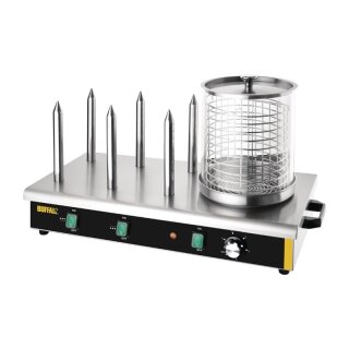 Buffalo Hotdogwärmer mit Glaszylinder - 6 Heizstangen für Brötchen, 230 V